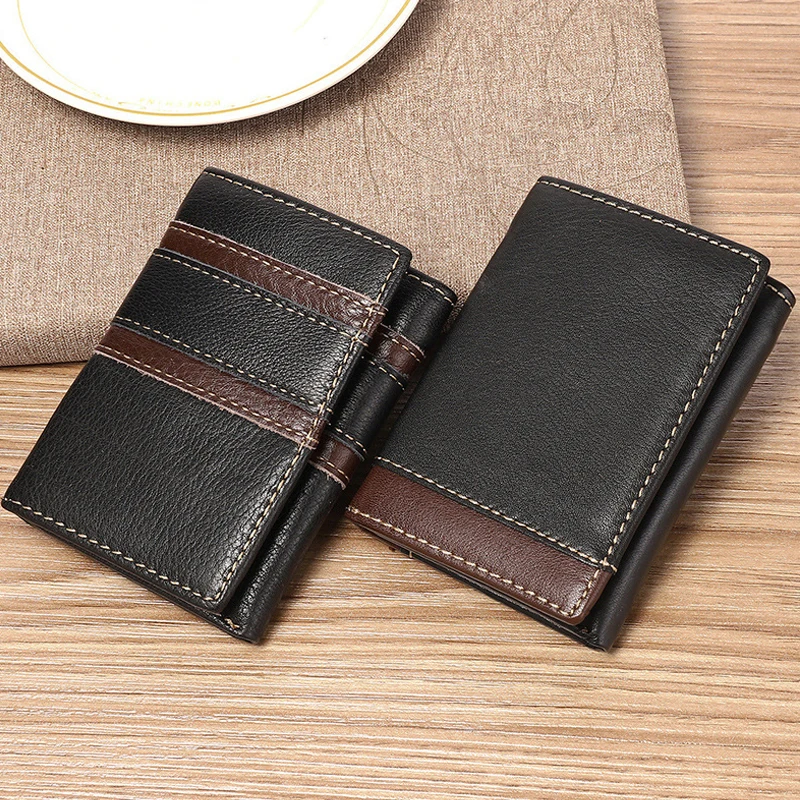 Men's Genuine Leather RFID Wallet - Tri-Fold Clutch with Multi-Card Slots & Coin Purse, Secure Money Organizer