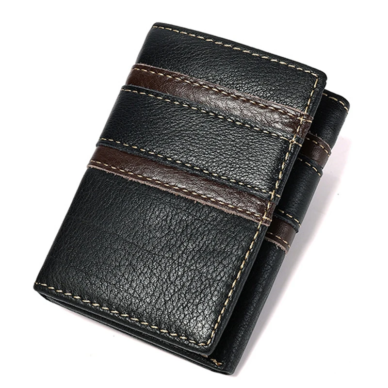 Men's Genuine Leather RFID Wallet - Tri-Fold Clutch with Multi-Card Slots & Coin Purse, Secure Money Organizer
