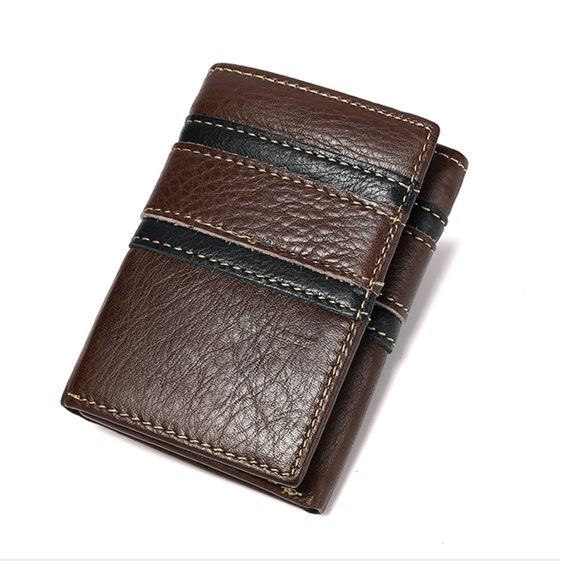 Men's Genuine Leather RFID Wallet - Tri-Fold Clutch with Multi-Card Slots & Coin Purse, Secure Money Organizer