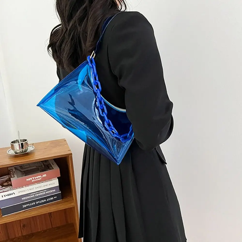 Fashion Ladies Jelly Bags PVC Clear Bag Underarm Bags Casual Women Summer Handbags Purse Cell Phone Shoulder Bag