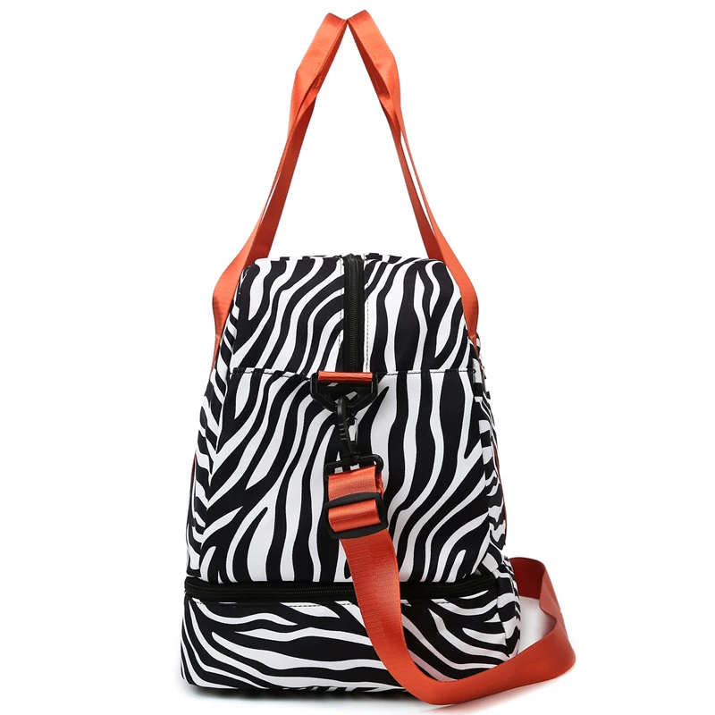 Spacious & Durable Women's Carry-On Travel Bag with Animal Print Nylon Large Capacity Sports Gym Bag Weekend Overnight Bag