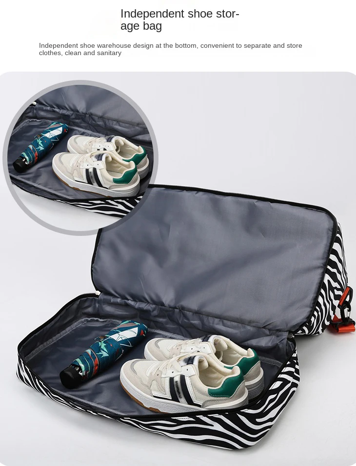 Spacious & Durable Women's Carry-On Travel Bag with Animal Print Nylon Large Capacity Sports Gym Bag Weekend Overnight Bag