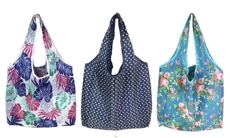Women's Foldable Cat Flower Pattern Large Shopping Bag Washable Leopard Print Reusable Easy To Carry Capacity Handbags Pouch