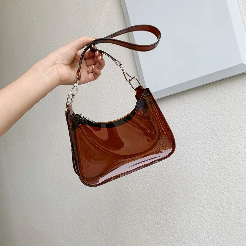 Summer Waterproof Women Fluorescent Clear Jelly Tote Bag Candy Color Clear Armpit Shoulder Bag
