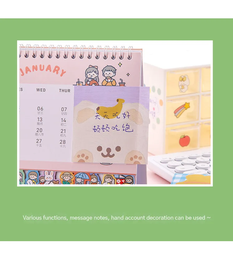 80 Sheet Kawaii Cartoon Oil Painting Sticky Notes Cute Animal Rabbit Puppy Bear Memo Pad Cute Decoration Stationery Note Book