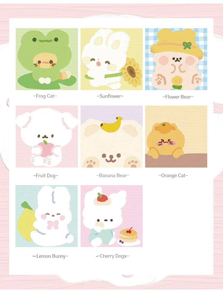 80 Sheet Kawaii Cartoon Oil Painting Sticky Notes Cute Animal Rabbit Puppy Bear Memo Pad Cute Decoration Stationery Note Book