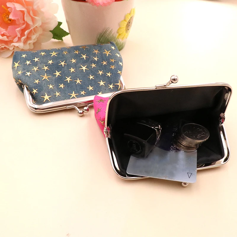 Elegant Vintage-Style Coin Purse, Kiss Lock Clip Women's Star Print Organizer Small Purse Card Organizer Bag