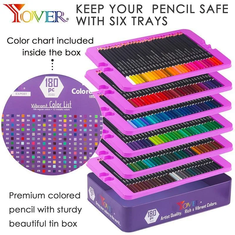 KALOUR Colored Pencil 180 Colors Set Lápices Painting Art Supplies High Quality Color Core Excellent Mixing Layering Performance