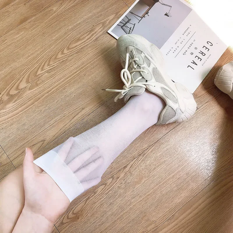 Women Silk Thin Knee Socks Transparent Elastic Ladies Spring Summer Stockings Girls Breathable Lolita JK Cute Nylon Long Socks