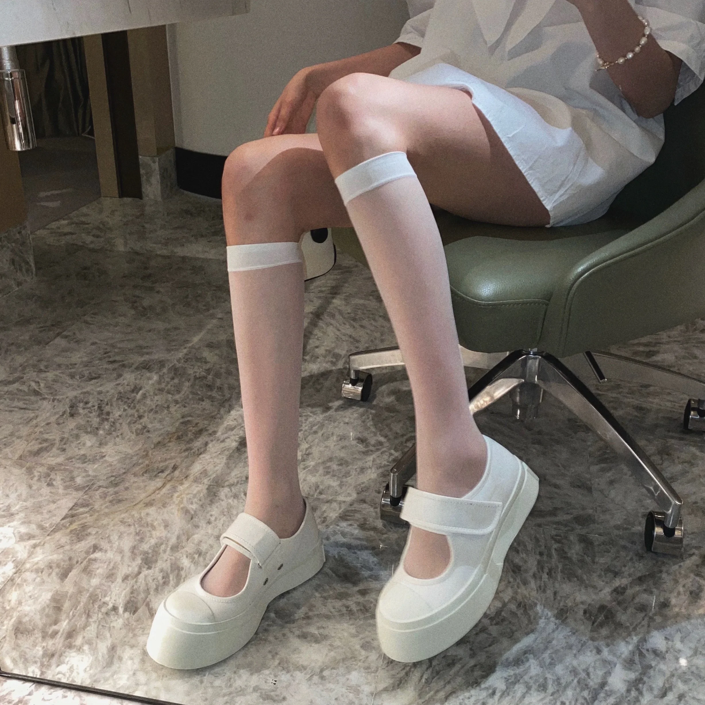 Women Silk Thin Knee Socks Transparent Elastic Ladies Spring Summer Stockings Girls Breathable Lolita JK Cute Nylon Long Socks