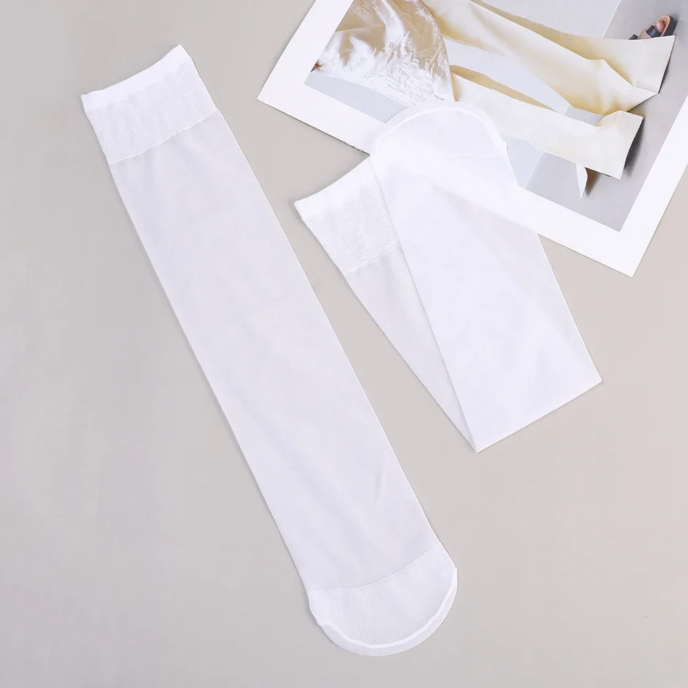Women Silk Thin Knee Socks Transparent Elastic Ladies Spring Summer Stockings Girls Breathable Lolita JK Cute Nylon Long Socks