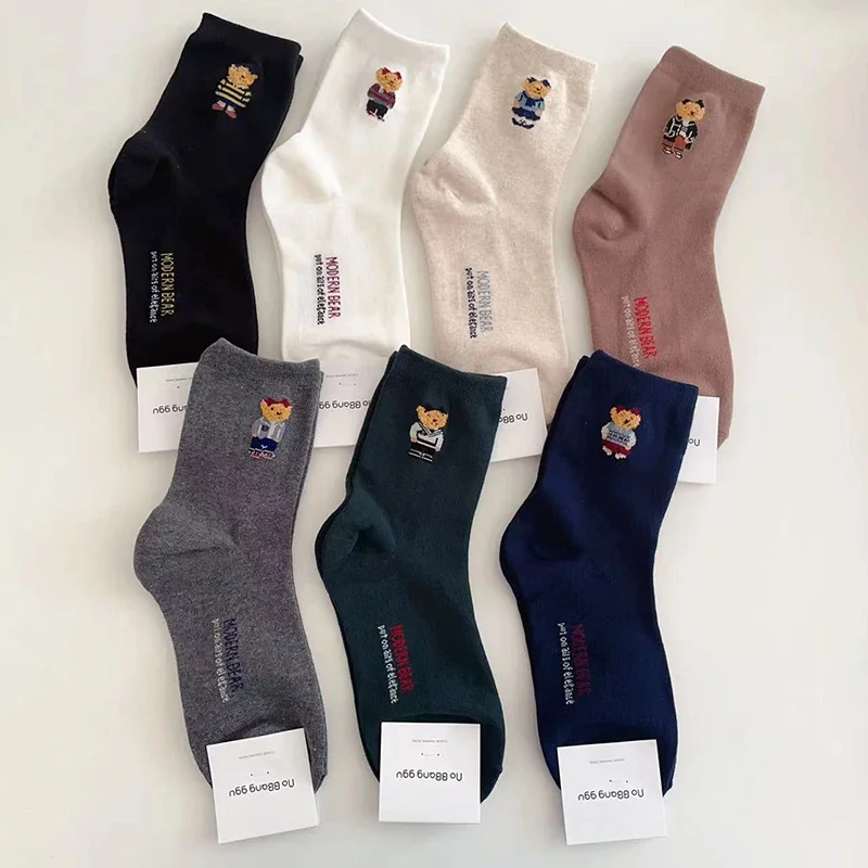 Good Quality Cartoon Elegant Lady Bear Women's Cute Socks Cotton Harajuku Style Woman Novelty Breathable Sox Christmas Gifts