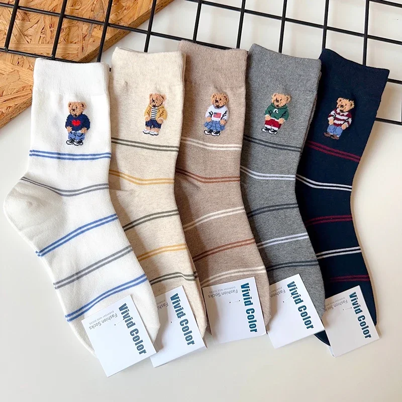 Good Quality Cartoon Elegant Lady Bear Women's Cute Socks Cotton Harajuku Style Woman Novelty Breathable Sox Christmas Gifts