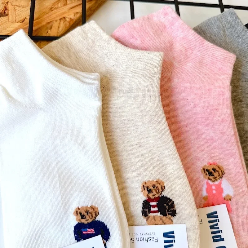 Good Quality Cartoon Elegant Lady Bear Women's Cute Socks Cotton Harajuku Style Woman Novelty Breathable Sox Christmas Gifts