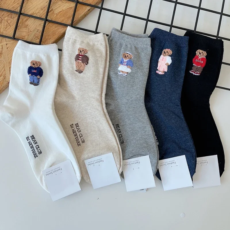 Good Quality Cartoon Elegant Lady Bear Women's Cute Socks Cotton Harajuku Style Woman Novelty Breathable Sox Christmas Gifts