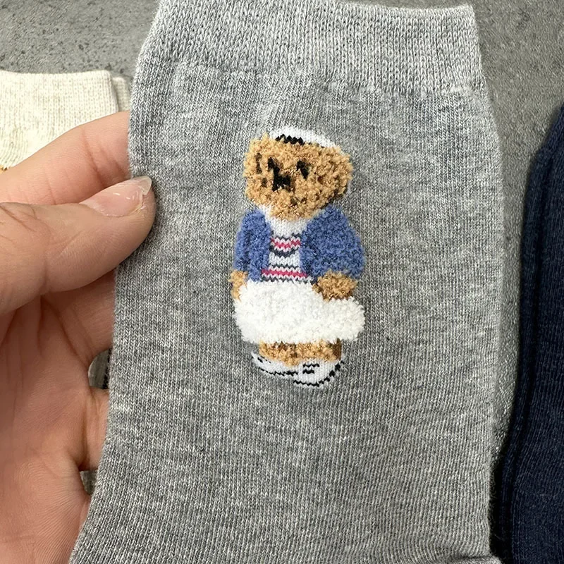 Good Quality Cartoon Elegant Lady Bear Women's Cute Socks Cotton Harajuku Style Woman Novelty Breathable Sox Christmas Gifts