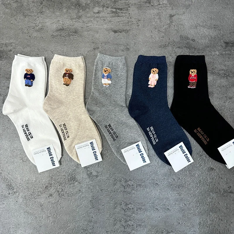 Good Quality Cartoon Elegant Lady Bear Women's Cute Socks Cotton Harajuku Style Woman Novelty Breathable Sox Christmas Gifts
