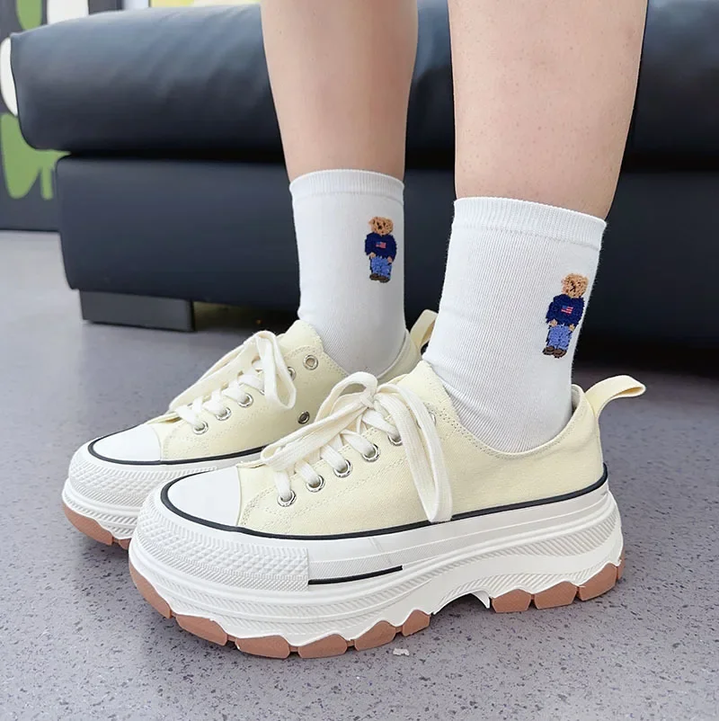Good Quality Cartoon Elegant Lady Bear Women's Cute Socks Cotton Harajuku Style Woman Novelty Breathable Sox Christmas Gifts