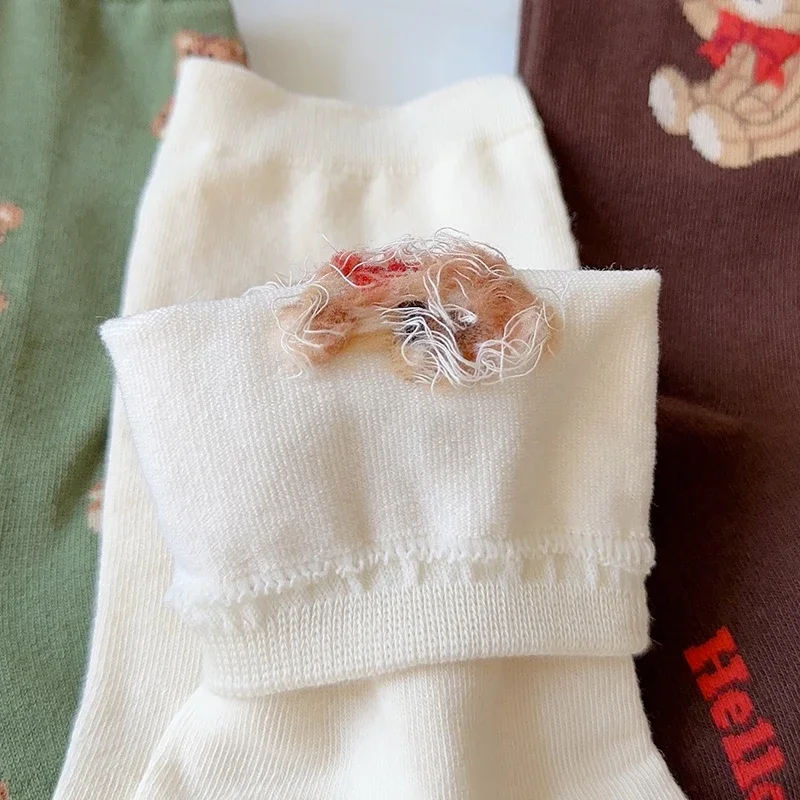 Good Quality Cartoon Elegant Lady Bear Women's Cute Socks Cotton Harajuku Style Woman Novelty Breathable Sox Christmas Gifts