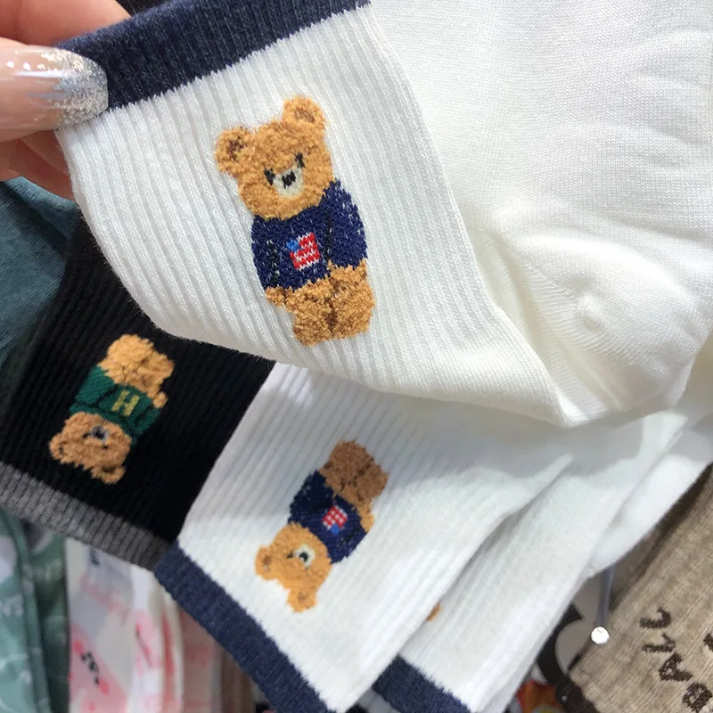 Good Quality Cartoon Elegant Lady Bear Women's Cute Socks Cotton Harajuku Style Woman Novelty Breathable Sox Christmas Gifts