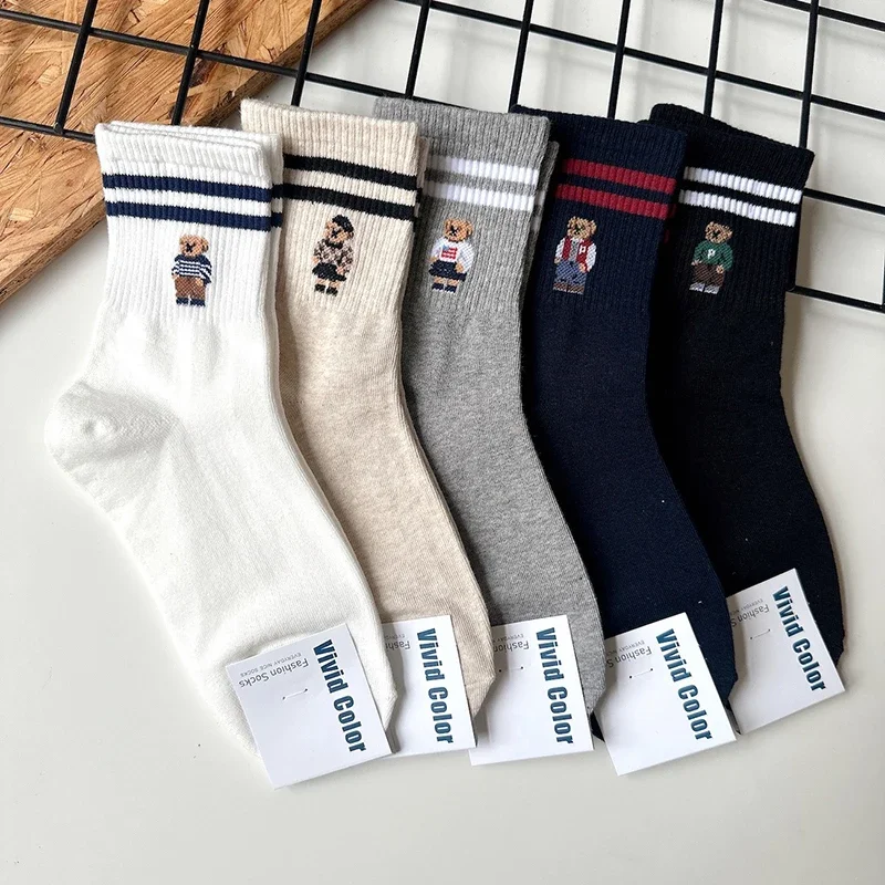 Good Quality Cartoon Elegant Lady Bear Women's Cute Socks Cotton Harajuku Style Woman Novelty Breathable Sox Christmas Gifts