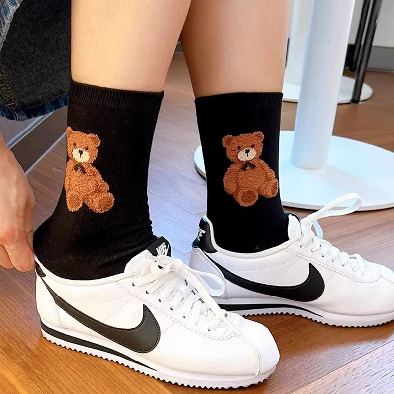 Good Quality Cartoon Elegant Lady Bear Women's Cute Socks Cotton Harajuku Style Woman Novelty Breathable Sox Christmas Gifts