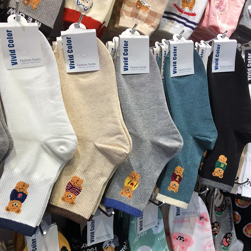 Good Quality Cartoon Elegant Lady Bear Women's Cute Socks Cotton Harajuku Style Woman Novelty Breathable Sox Christmas Gifts
