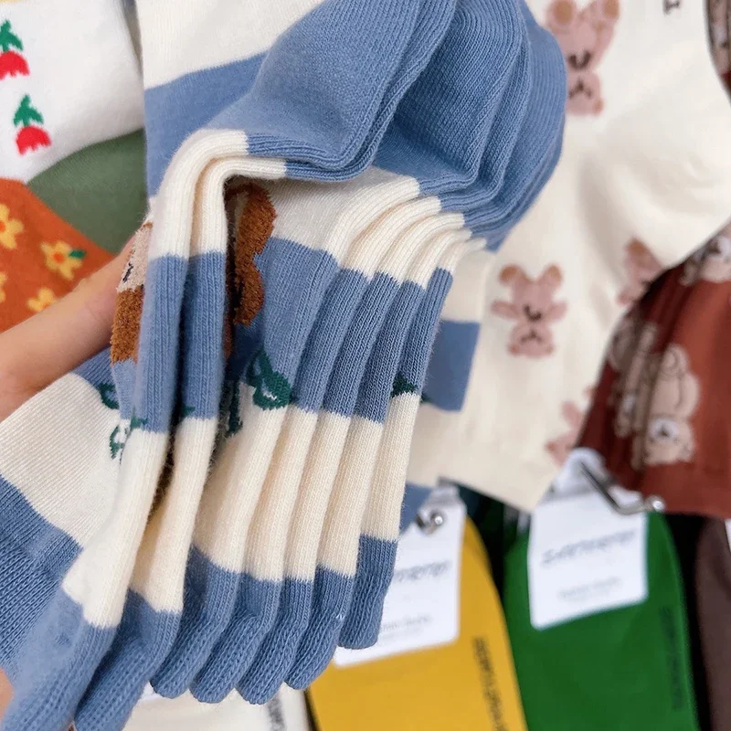 Good Quality Cartoon Elegant Lady Bear Women's Cute Socks Cotton Harajuku Style Woman Novelty Breathable Sox Christmas Gifts