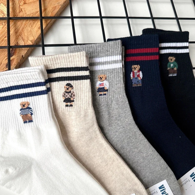 Good Quality Cartoon Elegant Lady Bear Women's Cute Socks Cotton Harajuku Style Woman Novelty Breathable Sox Christmas Gifts