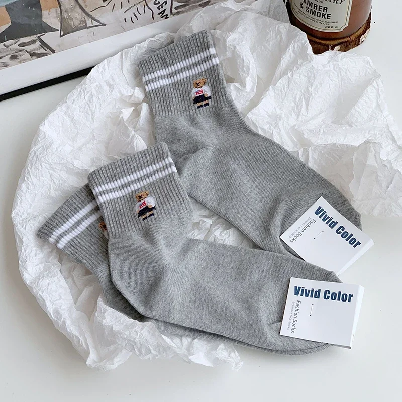 Good Quality Cartoon Elegant Lady Bear Women's Cute Socks Cotton Harajuku Style Woman Novelty Breathable Sox Christmas Gifts