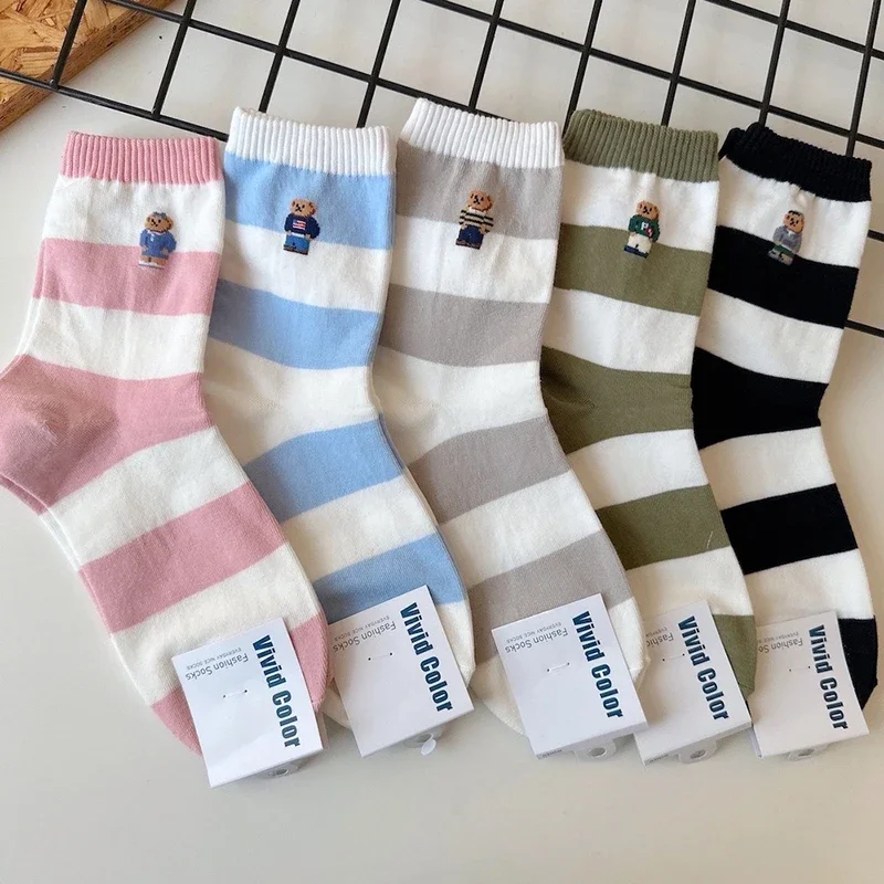 Good Quality Cartoon Elegant Lady Bear Women's Cute Socks Cotton Harajuku Style Woman Novelty Breathable Sox Christmas Gifts