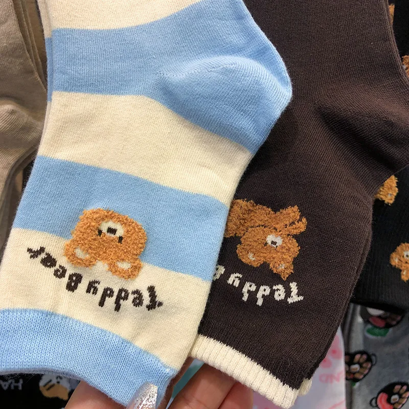 Good Quality Cartoon Elegant Lady Bear Women's Cute Socks Cotton Harajuku Style Woman Novelty Breathable Sox Christmas Gifts