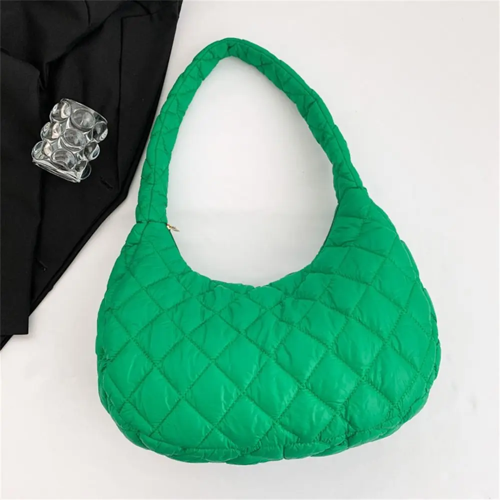 Fashion Women Large Capacity Quilted Tote Bags Down Cotton Padded Shoulder Bags Girls Underarm Bags Puffy Handbags