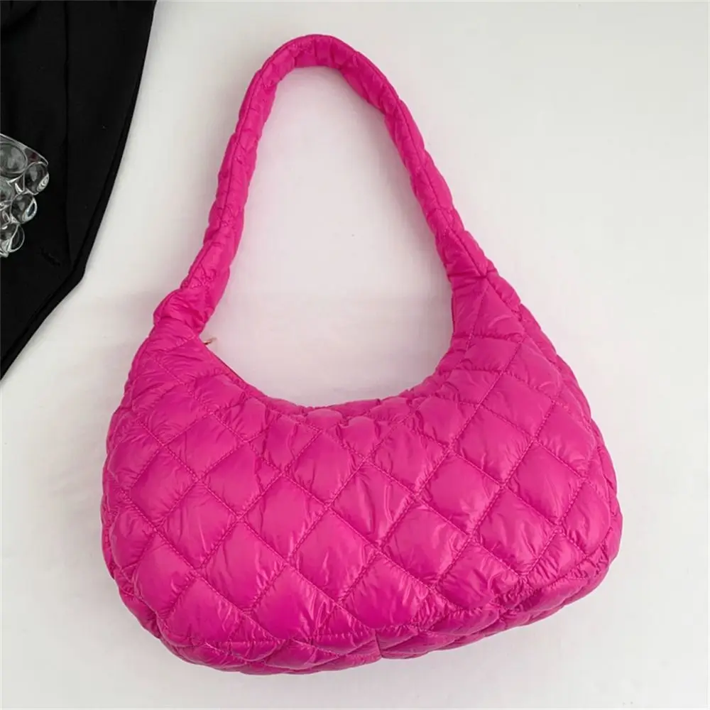 Fashion Women Large Capacity Quilted Tote Bags Down Cotton Padded Shoulder Bags Girls Underarm Bags Puffy Handbags