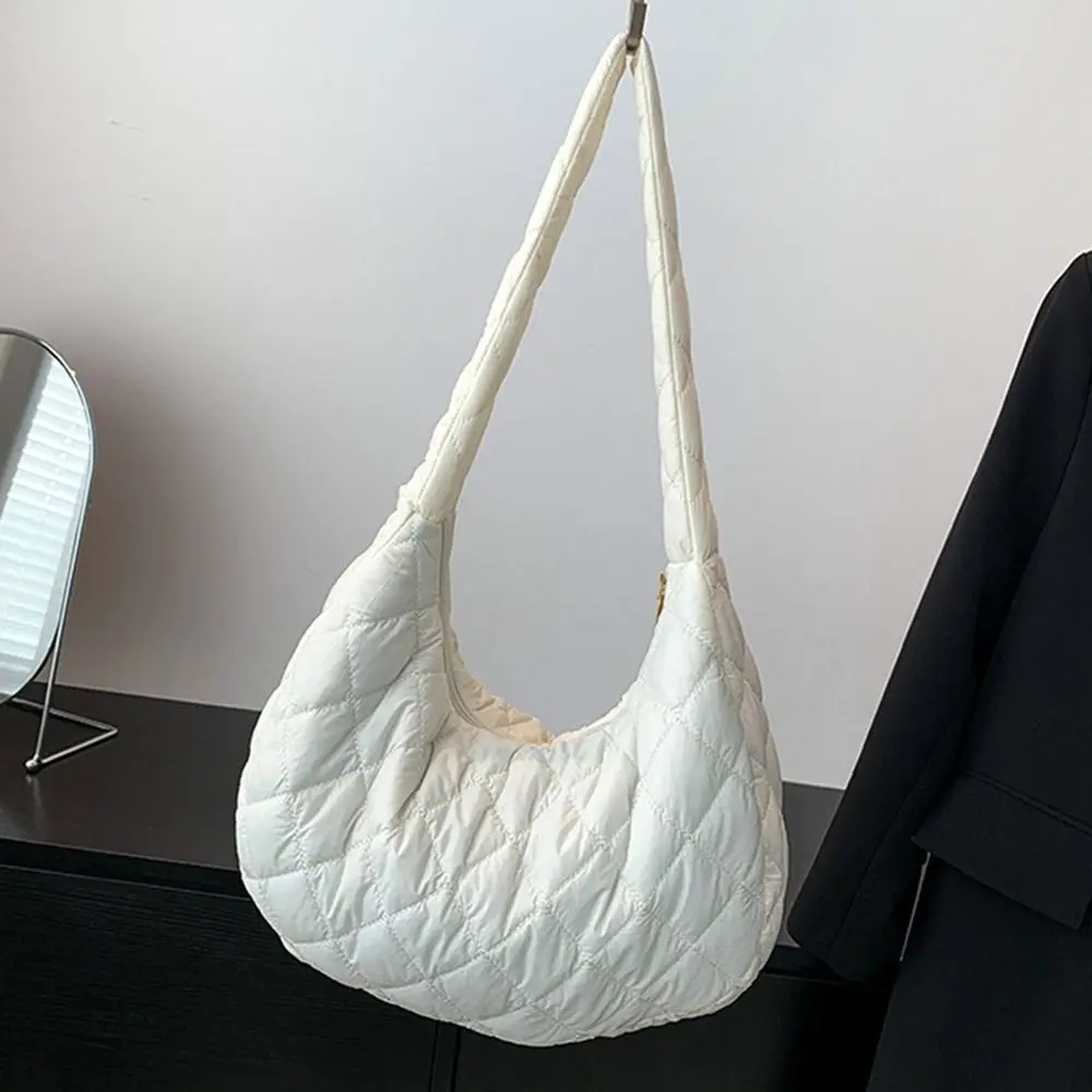 Fashion Women Large Capacity Quilted Tote Bags Down Cotton Padded Shoulder Bags Girls Underarm Bags Puffy Handbags