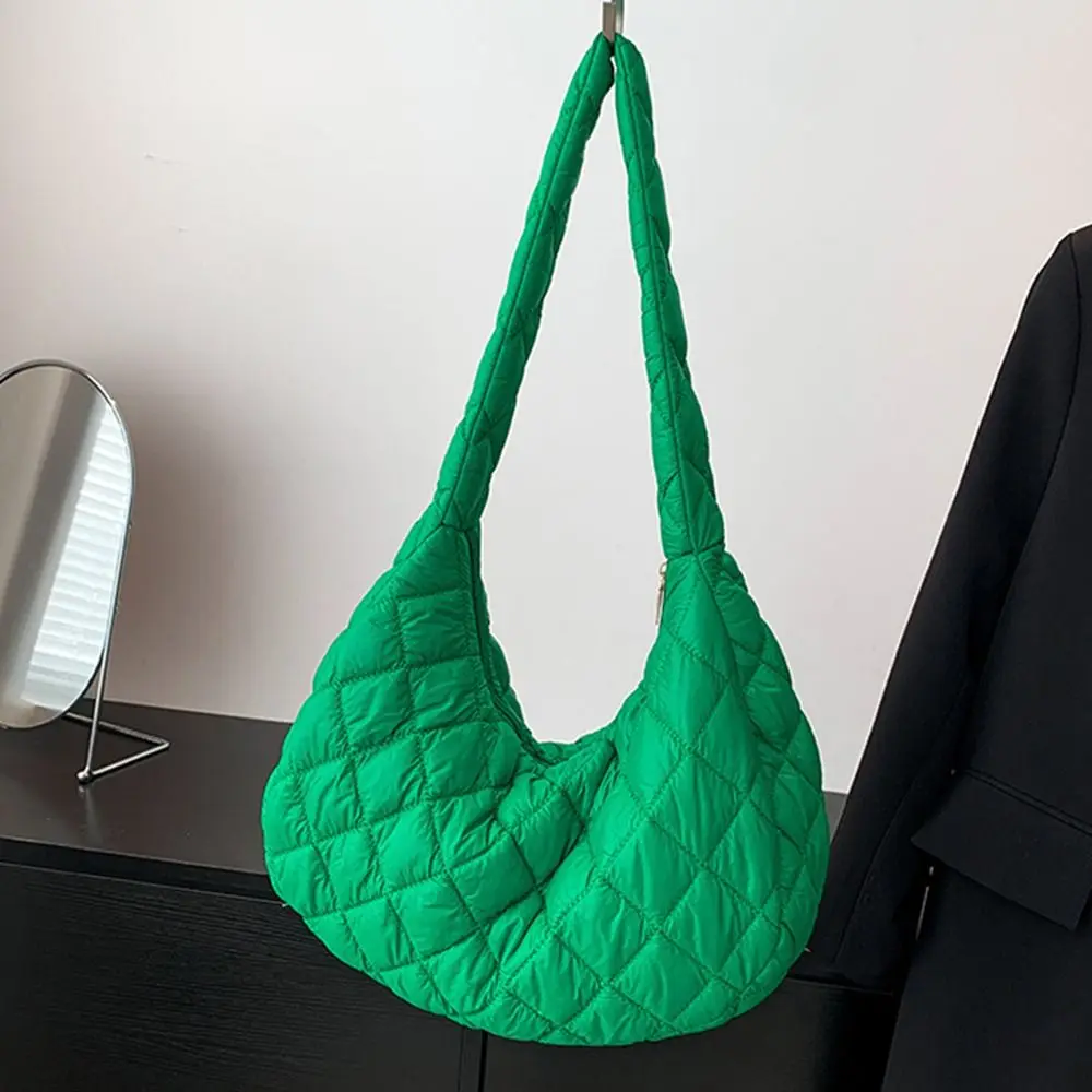 Fashion Women Large Capacity Quilted Tote Bags Down Cotton Padded Shoulder Bags Girls Underarm Bags Puffy Handbags