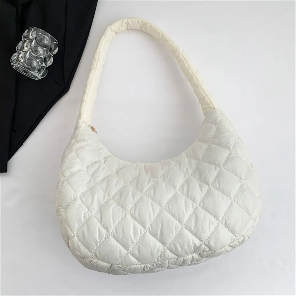 Fashion Women Large Capacity Quilted Tote Bags Down Cotton Padded Shoulder Bags Girls Underarm Bags Puffy Handbags