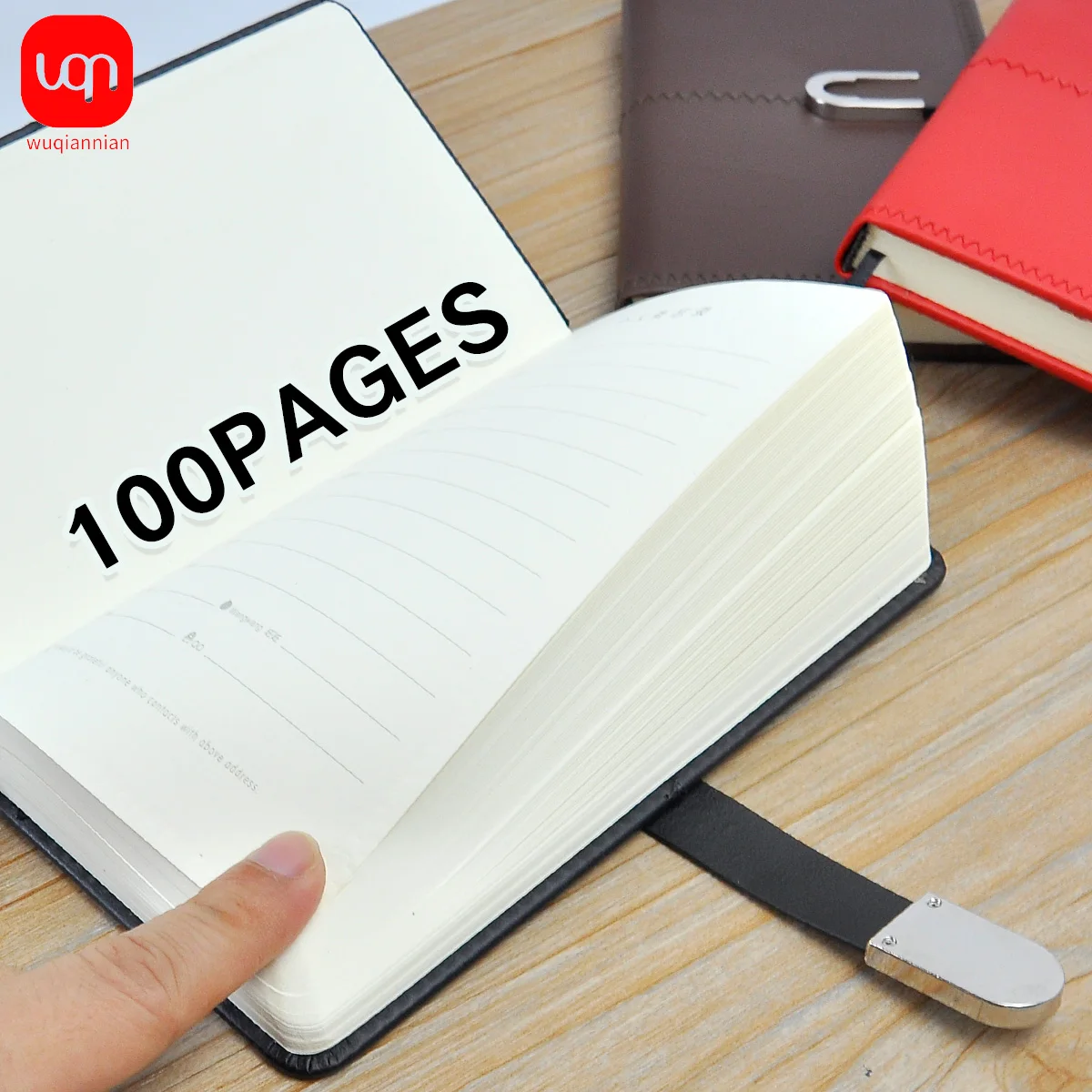 WQN-A6/B5 Leather Business Notebook, 3 Colors, 108 Pages, Diary Agenda, Organized Student Stationery