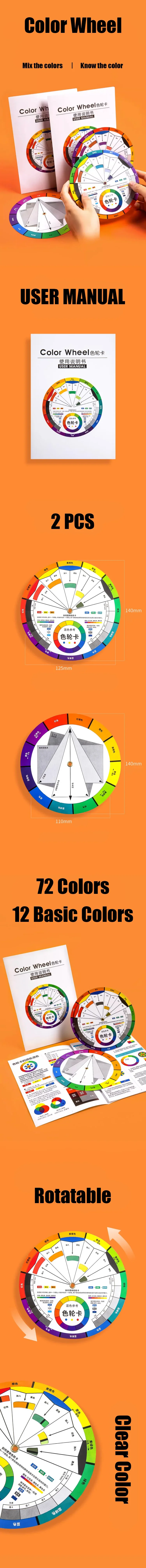 72 Colors Paper Card Wheel For Painting Circle Chromatic Eyebrow Painting Design Nails Professional Pigment Makeup Supplies