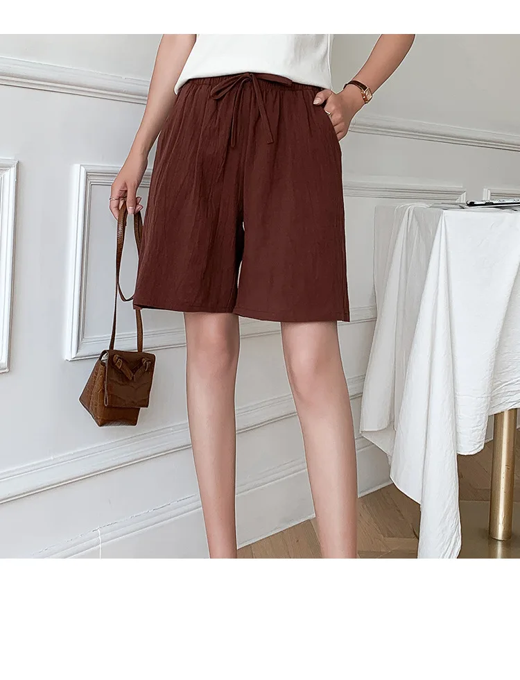 Women Summer Cool Solid Color Casual Pants Cotton Material Fashion Comfort Daily Loose High Waisted Pants