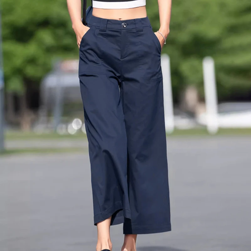 ZANZEA Women Straight Long Pants Casual Loose Wide Leg Trousers 2024 Summer High Waist Pantalons Holiday Solid Pockets Pants
