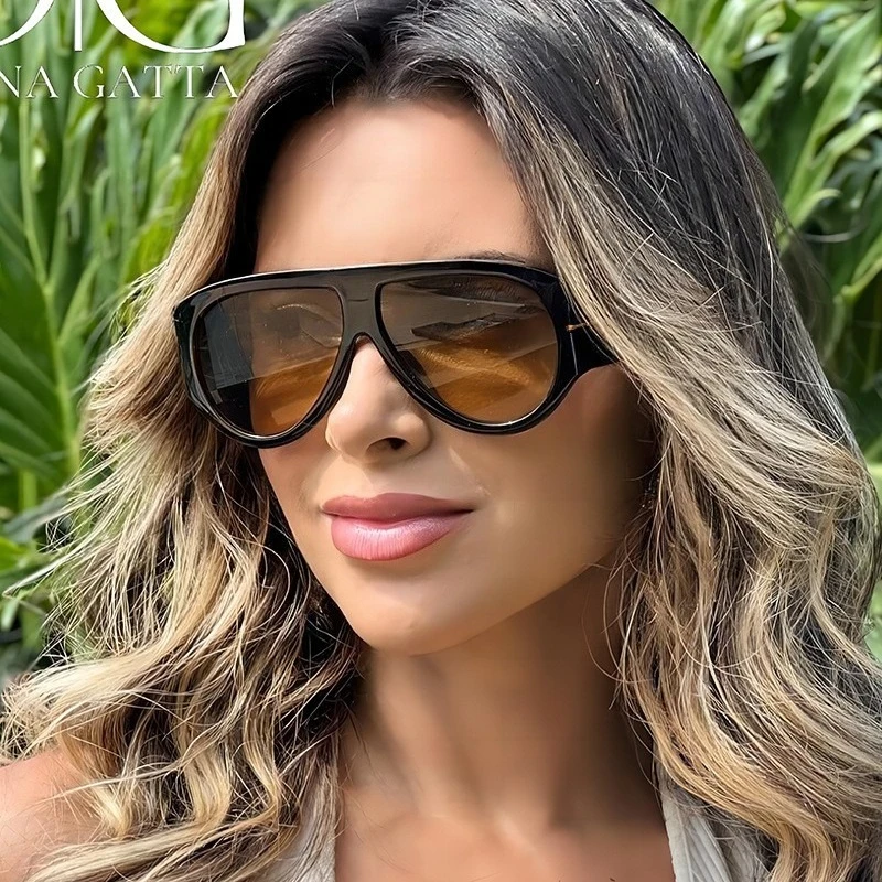 New Trendy Oversized Large Frame Y2K Cat Eye Sunglasses for Women Vintage Retro Oval Gradient Sunglasses UV400 Decoration Shades