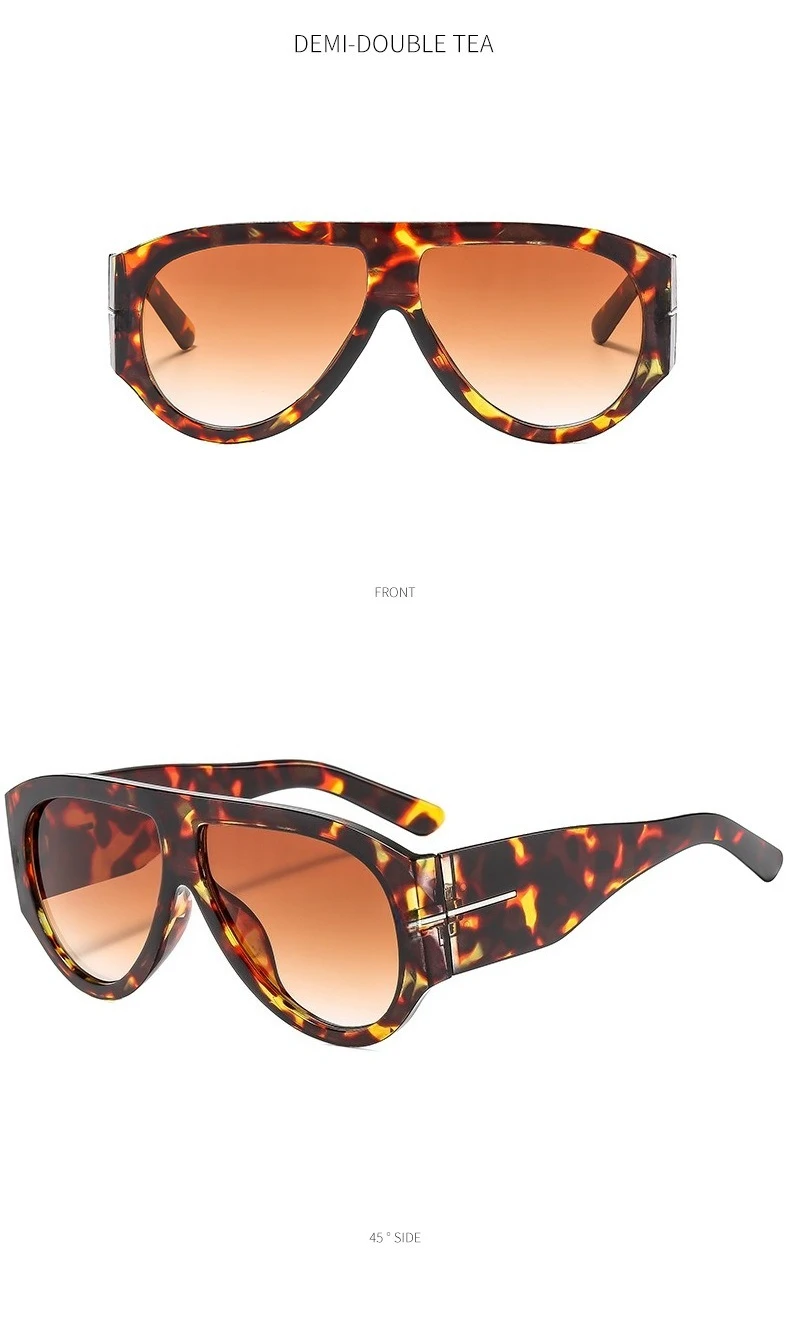 New Trendy Oversized Large Frame Y2K Cat Eye Sunglasses for Women Vintage Retro Oval Gradient Sunglasses UV400 Decoration Shades