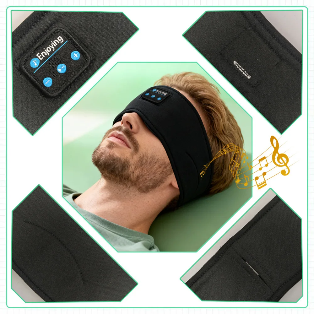 Wireless Bluetooth Music Eye Mask Sports Headband Anti-noise Headphones Talk Running Yoga Music Headwear Wireless Sleep Headphon