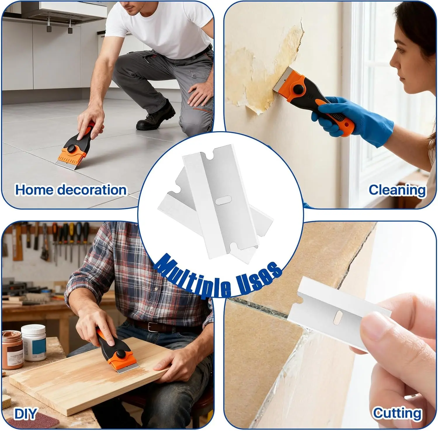 Replacement Scraper Blades Adhesive Scraper Cutter Car Sticker Remover Glass Paint Scraper Cleaning Tool for Removing Label Glue
