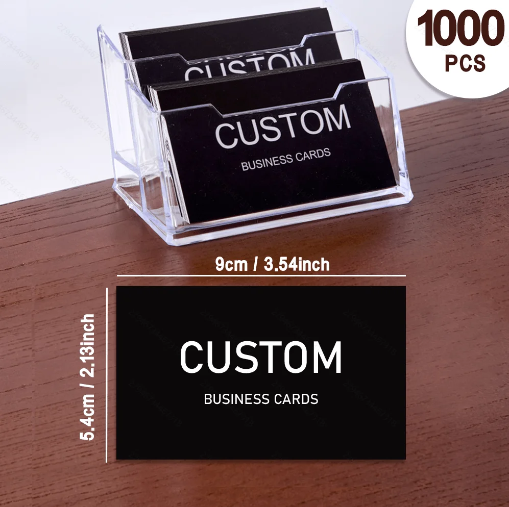 200/500/1000pcs Customizable Cards, Personalized Business Cards with Acrylic Storage Box, Matte Film Thank You Invitations