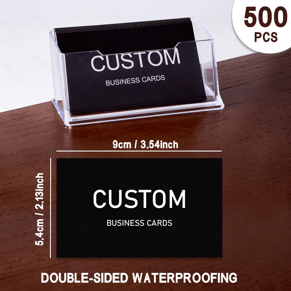200/500/1000pcs Customizable Cards, Personalized Business Cards with Acrylic Storage Box, Matte Film Thank You Invitations