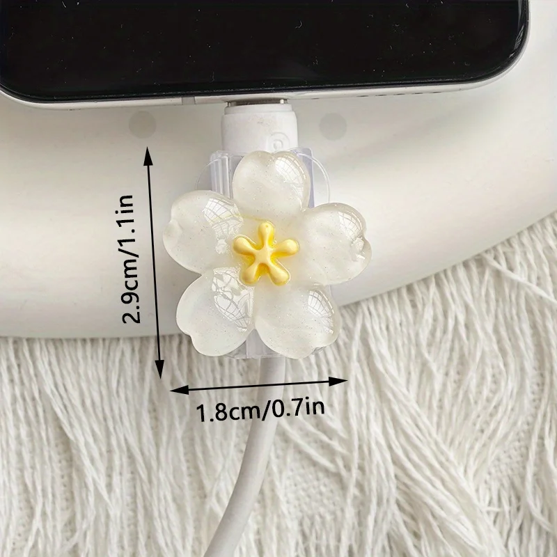 2pcs Cherry Blossom Cable Protector Cord Saver Sleeve Data Line Protection Kit For iPhone/Type-C Charging Interface