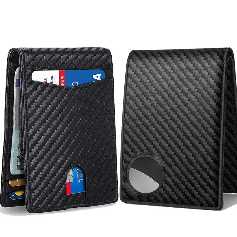 Mens Wallet Card Holder for Smart Wallet for Men Compatible with Apple Air Tag RFID Blocking Slim Carbon Fiber AirTag Wallet