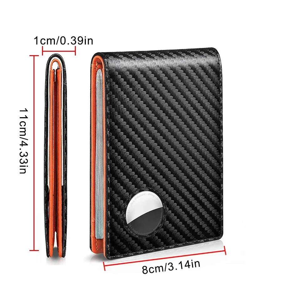 Mens Wallet Card Holder for Smart Wallet for Men Compatible with Apple Air Tag RFID Blocking Slim Carbon Fiber AirTag Wallet
